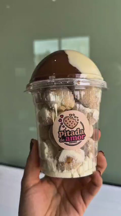 Premium Dual-Lid Dessert Cup with Dome Cover & Dip Compartment | Cookie & Sauce Serving Cup