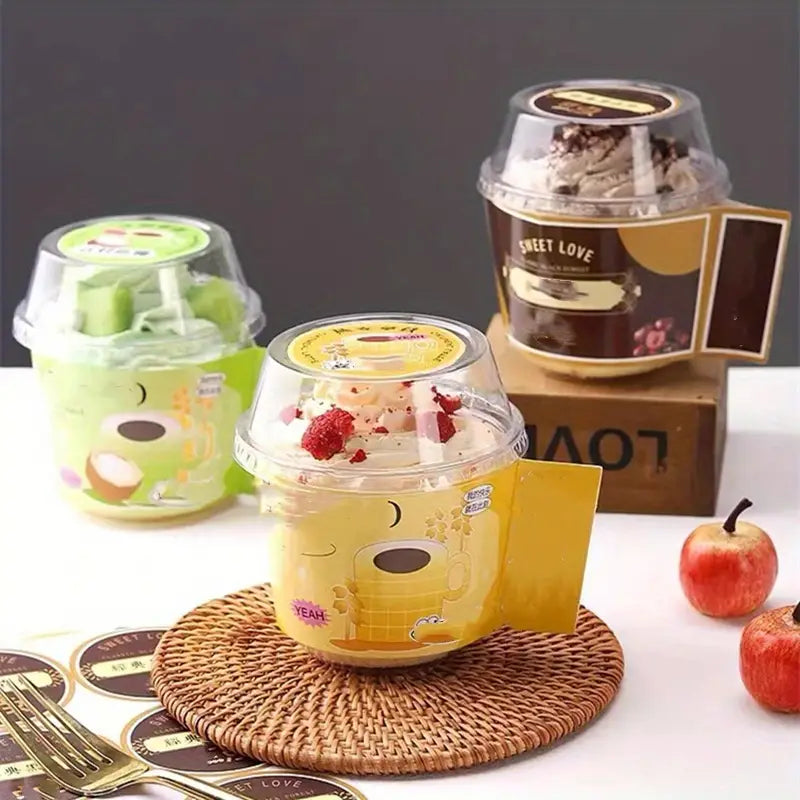 Clear Plastic Dessert Cups | Mousse Glass | Parfait & Pudding Containers with Lids