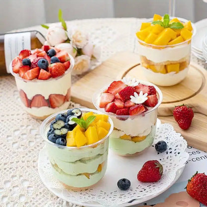Clear Plastic Dessert Cups | Mousse Glass | Parfait & Pudding Containers with Lids