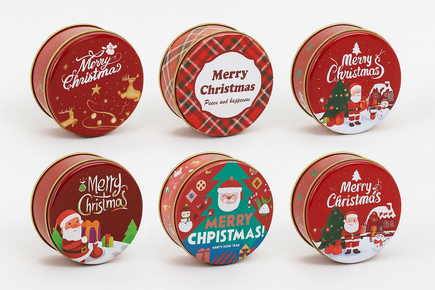 Red Merry Christmas Round Goodies Tin Box – Festive Gifting & Hamper Packaging