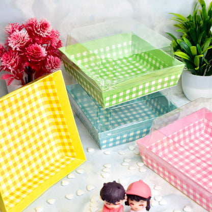 SQUARE BAKE AND SERVE WITH LID BLUE | Printed Direct Bakeable Mould With Lid