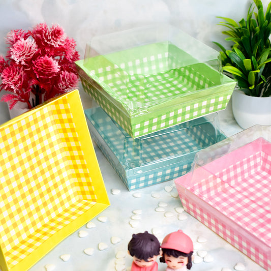 SQUARE BAKE AND SERVE WITH LID BLUE | Printed Direct Bakeable Mould With Lid