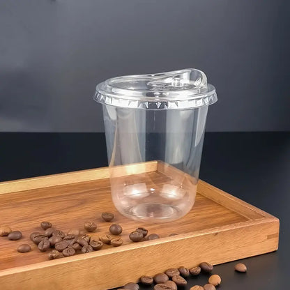 350ml Imported Crystal Clear U-Shape PET Cup with Sip Lid | Premium Bubble Tea, Matcha & Cold Beverage Cup