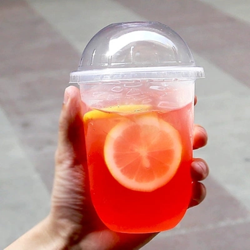 350ml Imported Crystal Clear U-Shape PET Cup with Dome Lid | Premium Bubble Tea, Matcha & Cold Beverage Cup