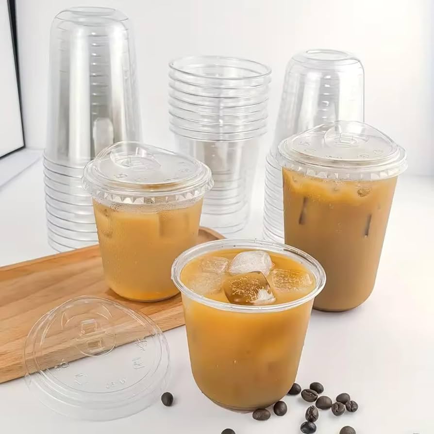 350ml Imported Crystal Clear U-Shape PET Cup with Sip Lid | Premium Bubble Tea, Matcha & Cold Beverage Cup