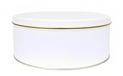White Imported Dream Cake Tin Box with Lid | Premium Cookie & Dessert Storage Tin | 5 x 2.25 Inches