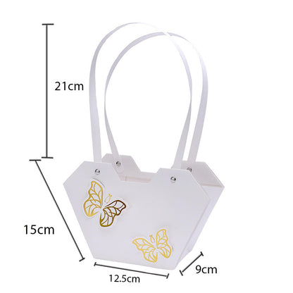 White Butterfly Hamper Gift Bag with Handles – Premium Paper Flower Gift Basket